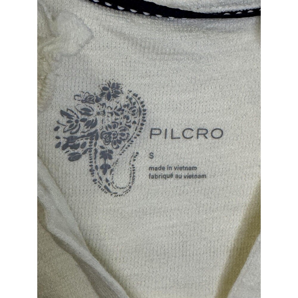 Pilcro Shirt Womens Small White Ruffle Henley Long Sleeve Jersey Tee Top - Picture 3 of 8